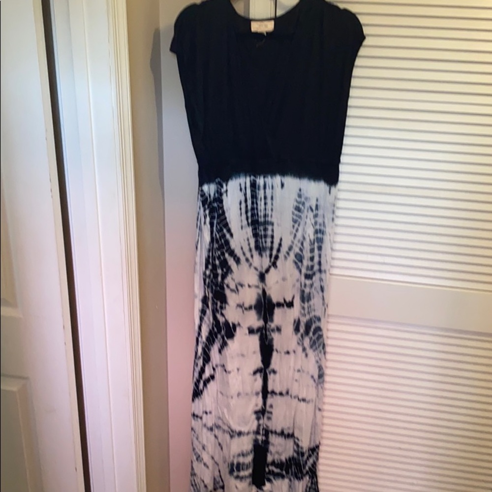 Black and tie dye maxi dress